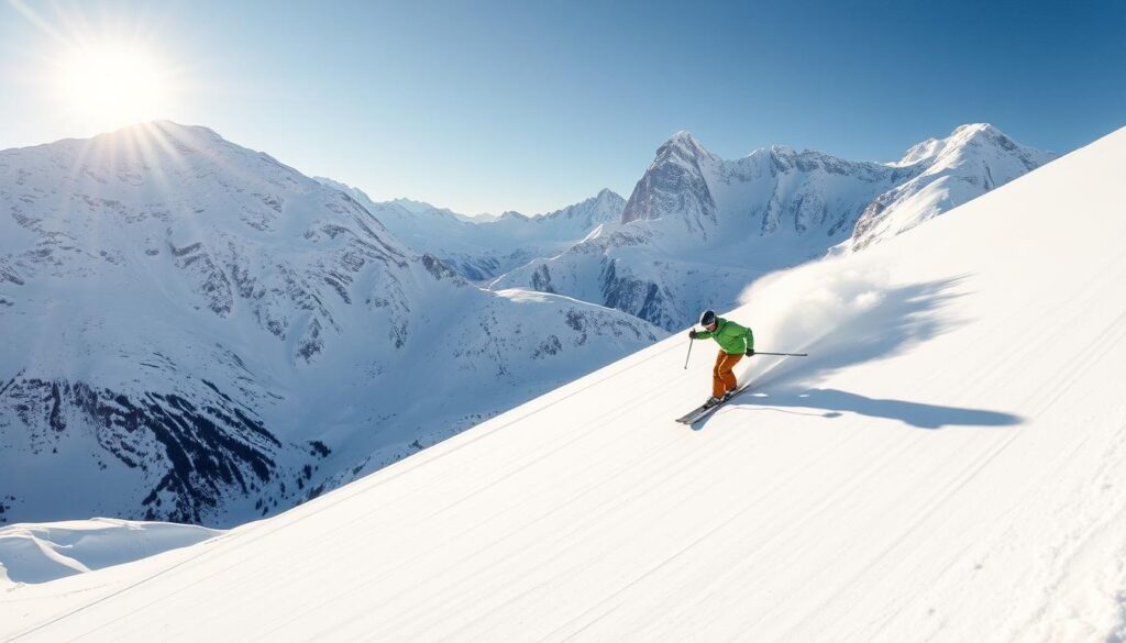 sciatore su pista alpina sciatore su pista alpina